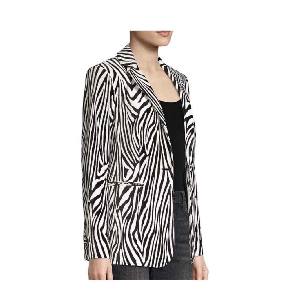 Revolve FRAME Zebra Velvet Blazer Jacket Size 2 Black White